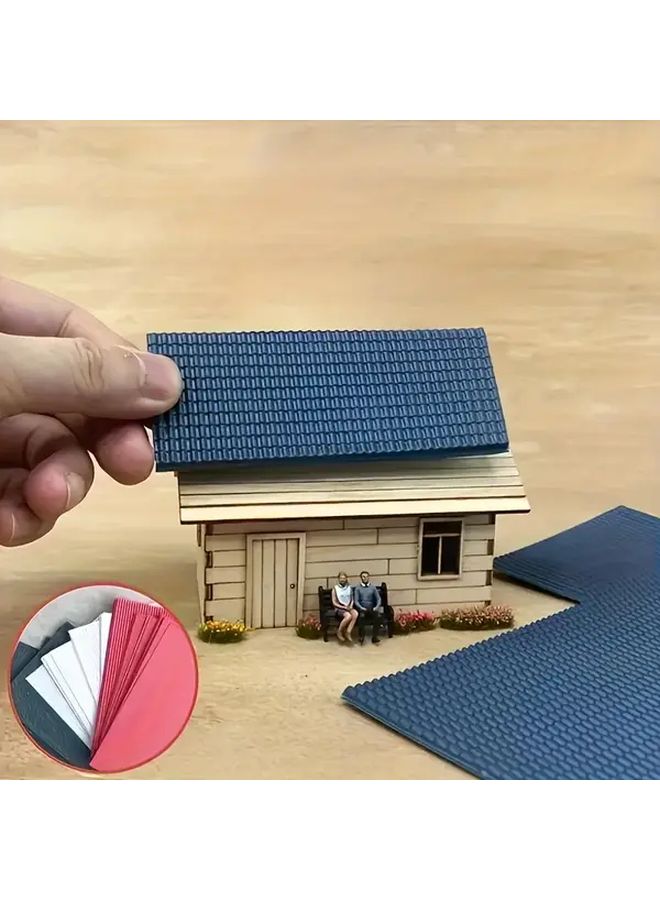 1 50 Scale DIY Building Model Kit With Blue Gray PVC Roof Tiles Durable Plastic - Image 1